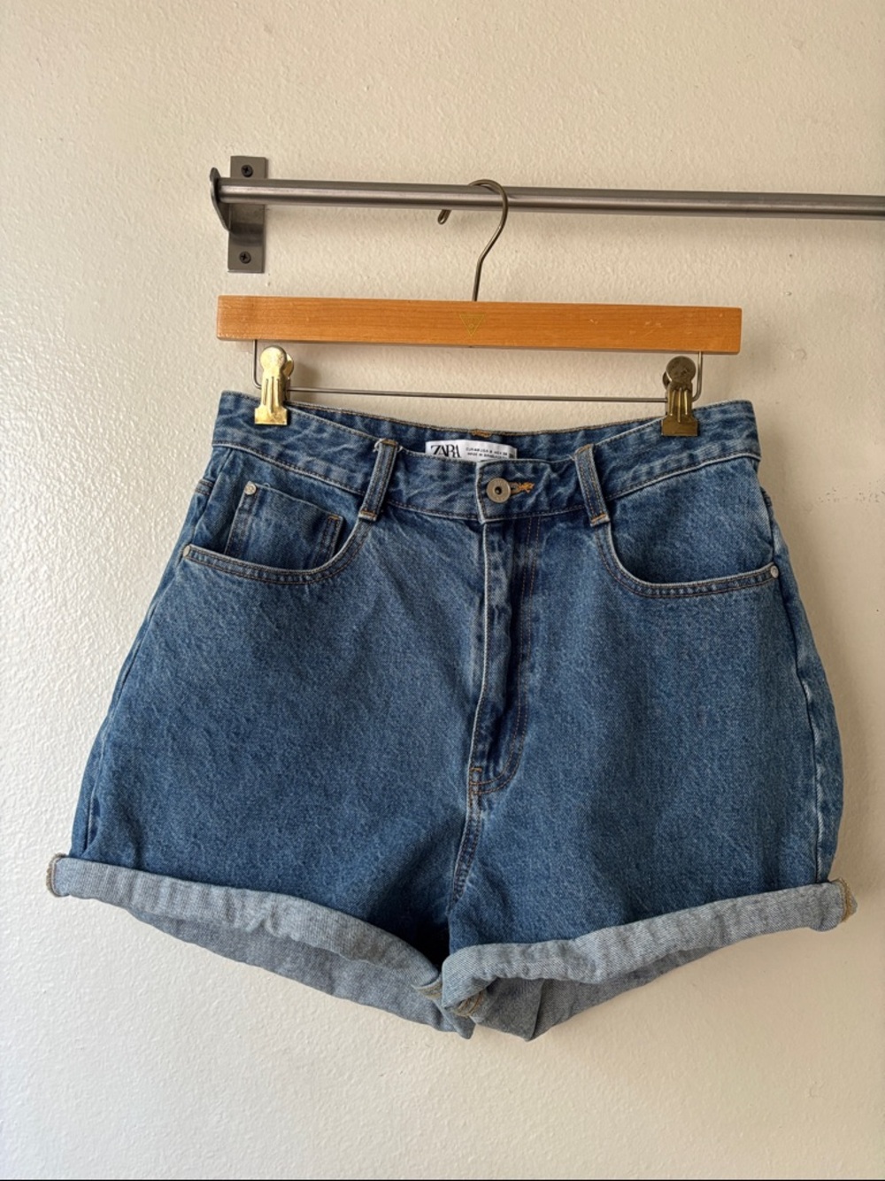 Zara High-Rise Rolled Hem Denim Shorts - 8